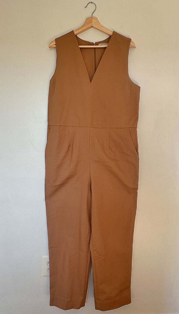 Everlane The Structured Cotton Jumpsuit Toasted Coconut Size 10